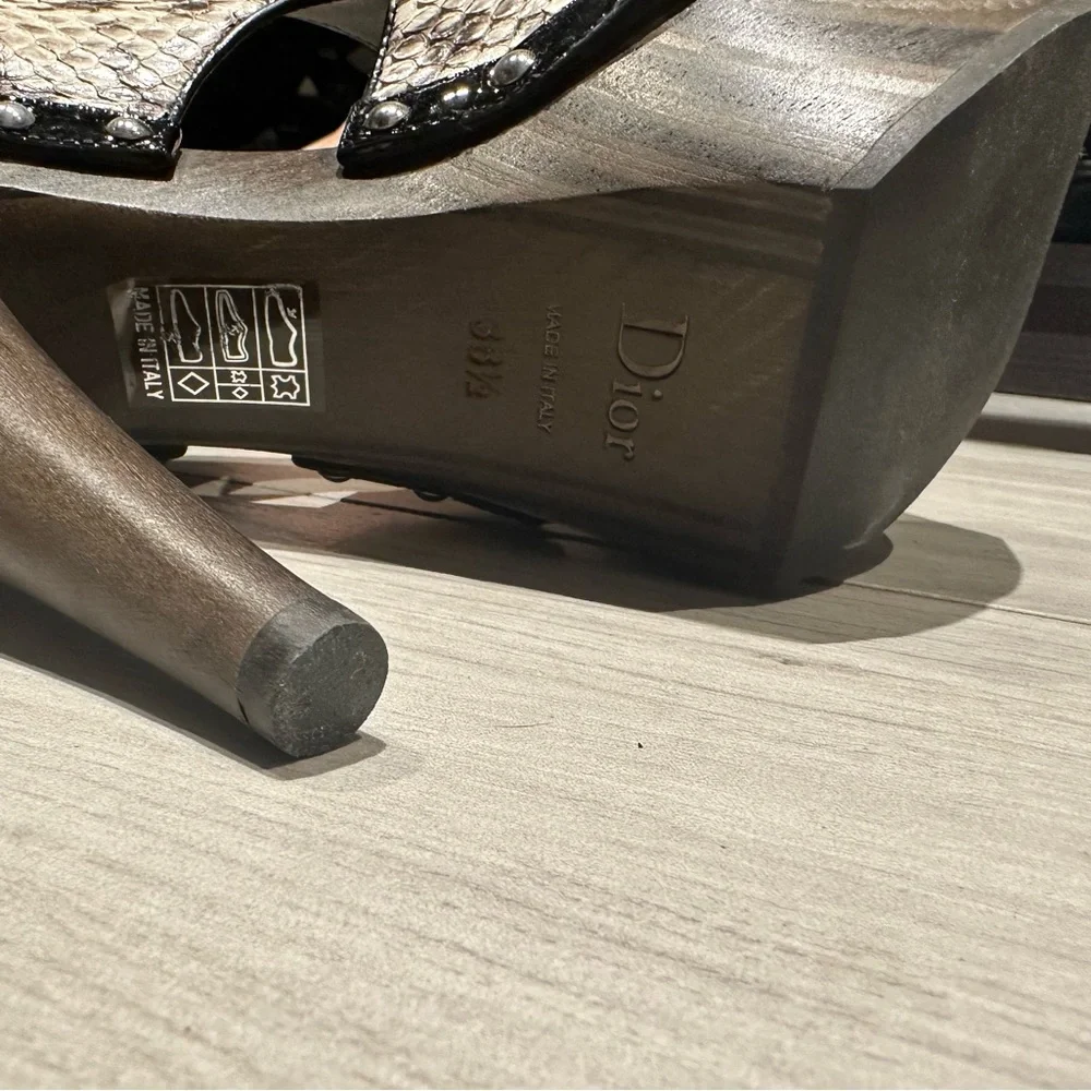 Christian Dior feline sandals wooden platform pumps python - Picture 4 of 4